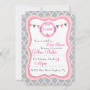Search for pink grey white baby shower invitations Damask