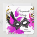 Search for pink and black masquerade party invitations Mardi gras