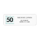 Search for black and teal return address labels 50th birthday