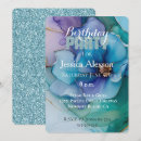 Search for blue floral birthday invitations Gold