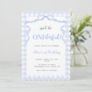 Search for plaid 1st birthday invitations Blue
