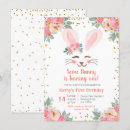 Search for some bunny is turning one birthday invitations Pink