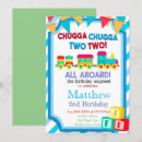 Search for train 2nd birthday invitations Blue