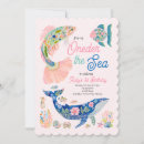 Search for whale 1st birthday invitations Oneder the sea