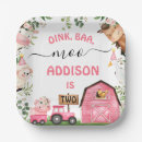 Search for farm birthday plates Pink barn