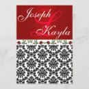 Search for black white red damask wedding invitations Classy