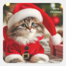Search for merry christmas cat stickers Santa claus