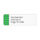 Search for green plaid return address labels Vintage