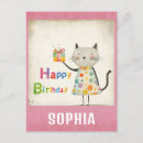 Search for retro cat birthday cards Pink