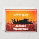 Search for boat at sunset invitations Celebration of life