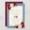 Search for dusty blue and burgundy wedding invitations Botanical greenery