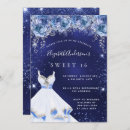 Search for navy blue sweet 16 invitations Blue and white