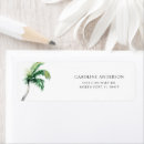 Search for tropical palm tree return address labels Watercolor