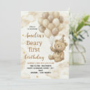 Search for bear 1st birthday invitations Beary first birthday