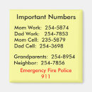 Search for emergency numbers magnets Babysitter