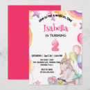 Search for unicorn 2nd birthday invitations Rainbow
