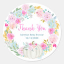 Search for pink gold confetti baby shower stickers Thank you