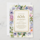 Search for blue and gold 60th birthday invitations Floral