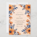 Search for navy blue orange wedding invitations Botanical