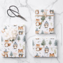 Search for winter forest animal wrapping paper Blue