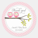 Search for pink owl baby shower stickers Thank you