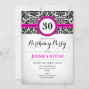 Search for hot pink and black birthday invitations For her