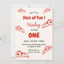Search for pizza 1st birthday invitations Red