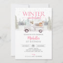 Search for winter wonderland 1st birthday invitations Pink