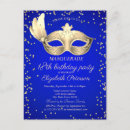 Search for royal blue masquerade party invitations Gold