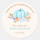 Search for pumpkin baby shower thank you stickers Blue