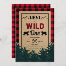 Search for lumberjack wild one birthday invitations Bear
