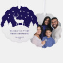 Search for blue and white christmas tree decorations Family photo