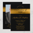 Search for elegant funeral invitations Black and gold