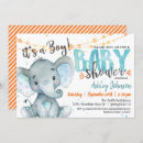 Search for blue and orange baby shower invitations Elephant