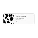 Search for black and white cow return address labels Western
