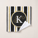 Search for black and white stripes monogram bath towels Gold