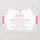 Search for pink and grey christening invitations Simple