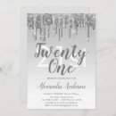 Search for silver 21st birthday invitations Glitter