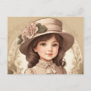 Search for old fashioned girl postcards Illustration