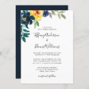 Search for navy blue yellow wedding invitations Watercolor flowers