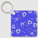 Search for white flower pattern key rings Blue