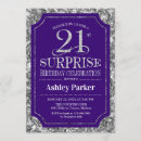 Search for purple 21st birthday invitations Glitter