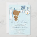 Search for clothesline baby boy shower invitations Watercolor