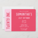 Search for trendy 21st birthday invitations Bright pink and red
