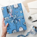 Search for monsters wrapping paper Blue