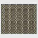 Search for gold damask wrapping paper Black and gold