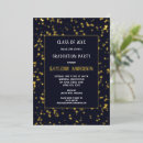 Search for stars graduation invitations Blue and gold