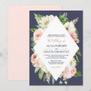 Search for blush pink floral wedding invitations Navy blue