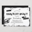 Search for funky birthday invitations Black and white
