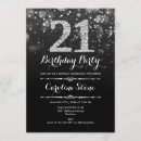 Search for black silver 21st birthday invitations Glam